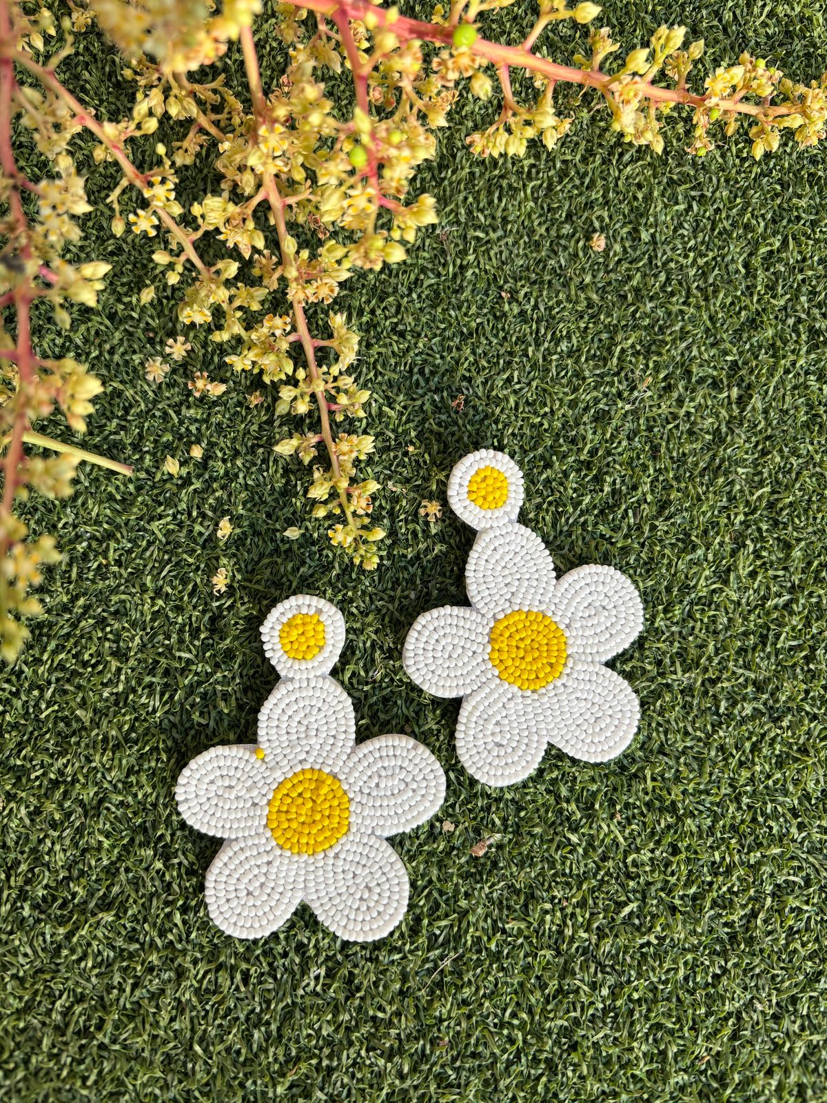 Lemon Daisy Handmade Beaded Earrings